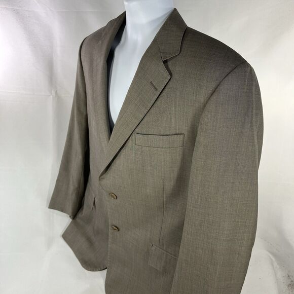 BROOKS BROTHERS BLAZER APPROX MENS 44 BEIGE BROWN TWO BUTTON WOOL SINGLE BREAST - Picture 6 of 12